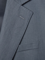 Reiss Airforce Blue Kin Single-Breasted Linen Suit Blazer Slim Fit - Image 7 of 7