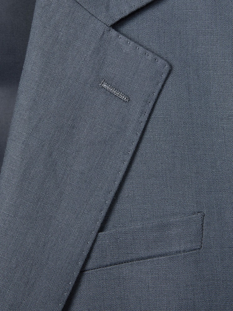 Reiss Airforce Blue Kin Single-Breasted Linen Suit Blazer Slim Fit - Image 7 of 7