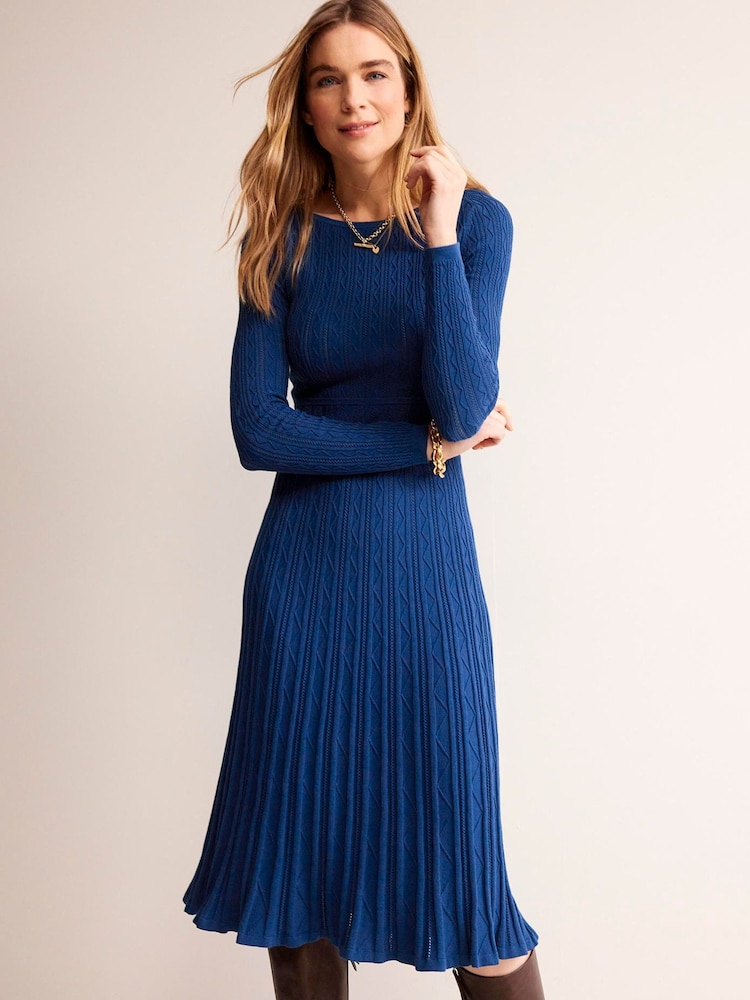 Boden Blue Imogen Empire Knitted Dress - Image 1 of 4