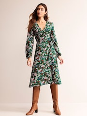 Boden Green Joanna Jersey Midi Wrap Dress - Image 1 of 5