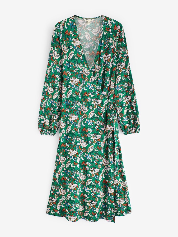 Boden Green Joanna Jersey Midi Wrap Dress - Image 5 of 5