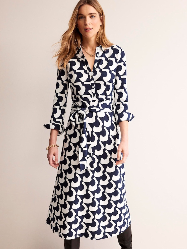Boden Black/White Laura Jersey Midi Shirt Dress - Image 1 of 4 Boden Black/White Laura Jersey Midi Shirt Dress - Image 1 of 4