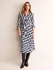 Boden Black/White Laura Jersey Midi Shirt Dress - Image 3 of 4