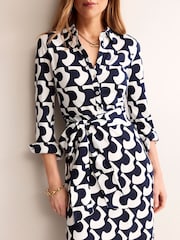 Boden Black/White Laura Jersey Midi Shirt Dress - Image 4 of 4