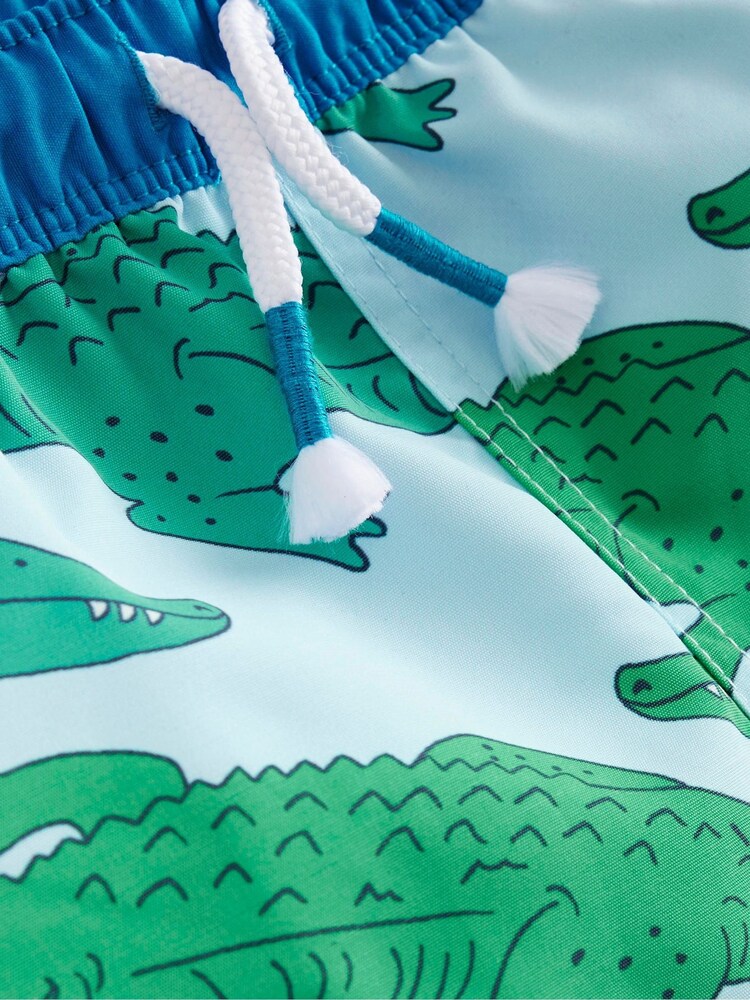 Boden Green Crocodile Swim Shorts - Image 3 of 3
