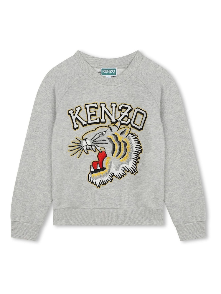 KENZO KIDS Grey Varsity Logo Crew Sweatshirt - Image 1 of 2