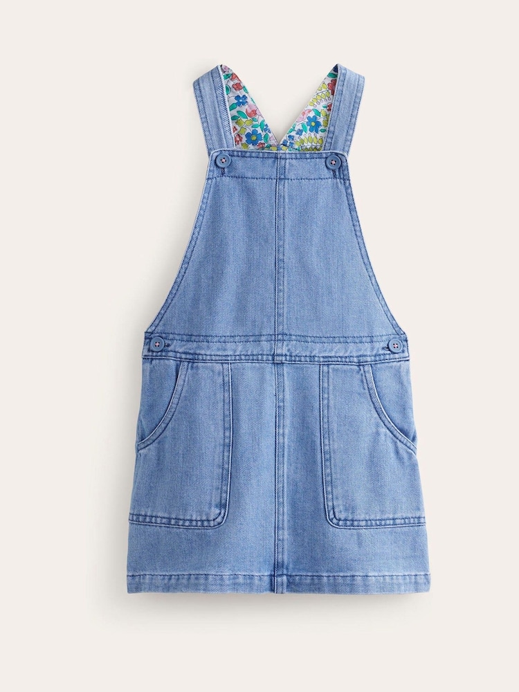 Boden Blue 100% Cotton Relaxed Dungaree Dress - Image 2 of 4