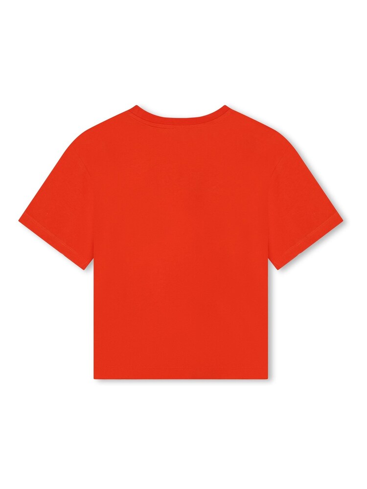 تي شيرت بكم قصير وشعار وطبعة فيل لون أحمر من Kenzo Kids - Image 2 of 2