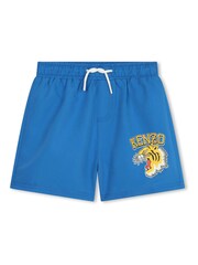 KENZO KIDS Blue Tiger Varsity Logo Swimming Shorts - Image 1 of 3