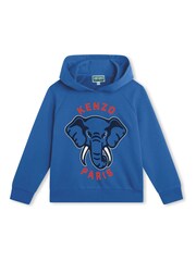 KENZO KIDS Blue Elephant Print Logo Hoodie - Image 1 of 2