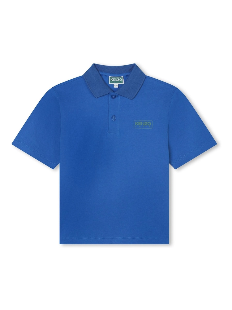 KENZO KIDS Blue Short Sleeve Logo Polo Shirt - Image 1 of 2