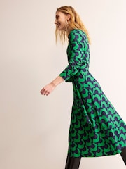 Boden Green Multi Laura Jersey Midi Shirt Dress - Image 3 of 4