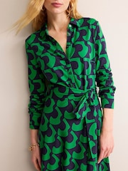 Boden Green Multi Laura Jersey Midi Shirt Dress - Image 4 of 4