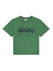 KENZO KIDS Green Paris Logo Short Sleeved T-Shirt - Image 1 of 2