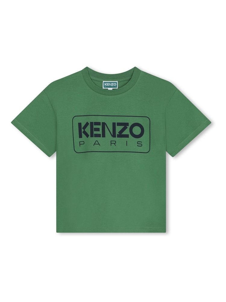 KENZO KIDS Green Paris Logo Short Sleeved T-Shirt - Image 1 of 2 KENZO KIDS Green Paris Logo Short Sleeved T-Shirt - Image 1 of 2