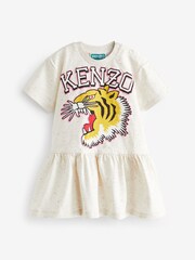 KENZO KIDS Natural Tiger Varsity Print Short Sleeve Logo Baby Dress - Image 1 of 2