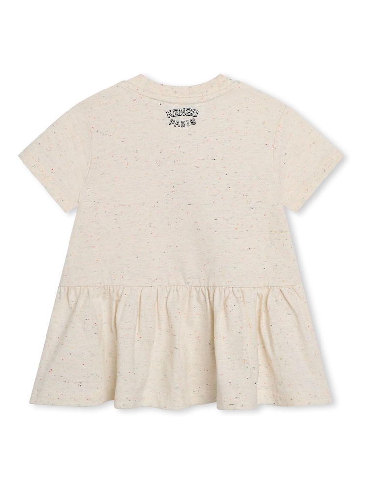 KENZO KIDS Natural Tiger Varsity Print Short Sleeve Logo Baby Dress - Image 2 of 2 KENZO KIDS Natural Tiger Varsity Print Short Sleeve Logo Baby Dress - Image 2 of 2