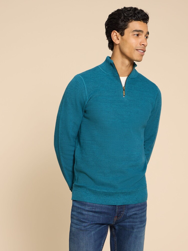 White Stuff Green Attadale Funnel Neck Jumper - Image 1 of 7