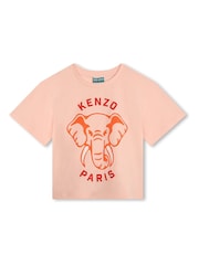 Розовая футболка с короткими рукавами и логотипом KENZO KIDS - Изображение 1 из 2