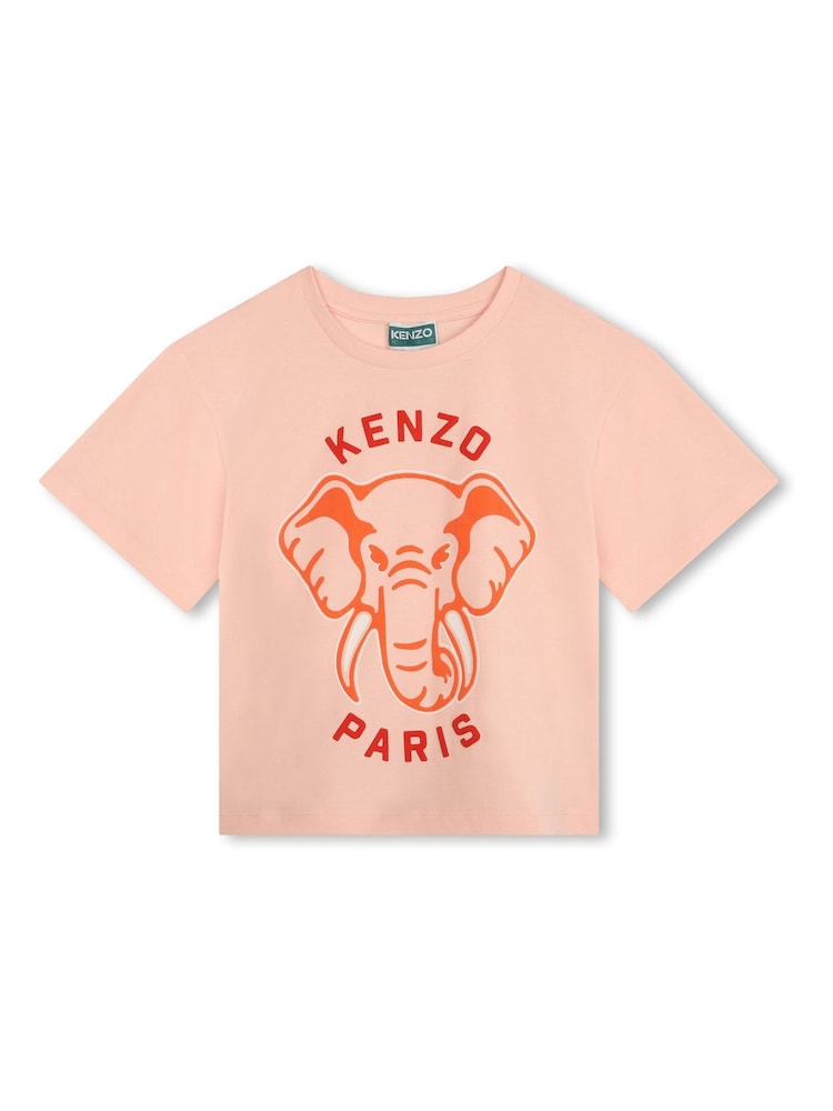 Розовая футболка с короткими рукавами и логотипом KENZO KIDS - Изображение 1 из 2