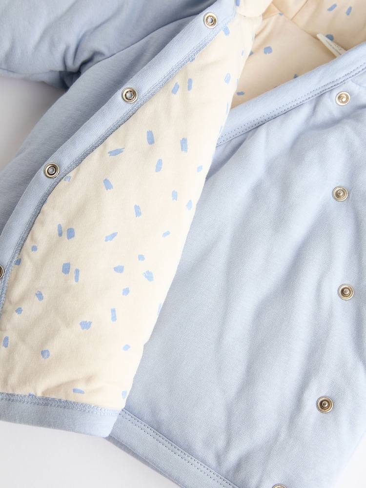 Blue Hooded Cosy Jersey Wadded Baby Wrap Jacket (0-18mths) - Image 10 of 10