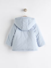 Blue Hooded Cosy Jersey Wadded Baby Wrap Jacket (0-18mths) - Image 6 of 10