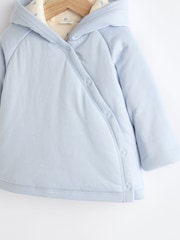 Blue Hooded Cosy Jersey Wadded Baby Wrap Jacket (0-18mths) - Image 7 of 10