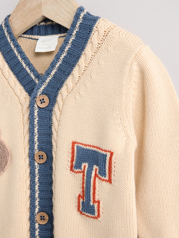 Buy Varsity Bear 100% Cotton Cardigan (0mths-2yrs) from the Next
