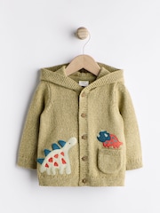 Green Dinosaur Baby 100% Cotton Knitted Cardigan (0mths-2yrs) - Image 1 of 11