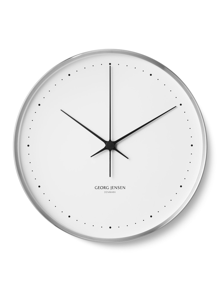 Georg Jensen Henning Koppel Clock Steel and White 40 cm - Image 1 of 1 Georg Jensen Henning Koppel Clock Steel and White 40 cm - Image 1 of 1