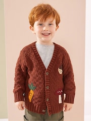 Rust Brown Textured Character Cardigan (3mths-7yrs) - Image 1 of 8