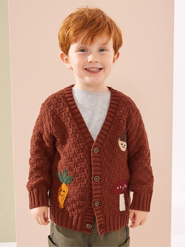 Rust Brown Textured Character Cardigan (3mths-7yrs) - Image 1 of 8