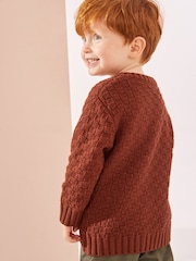 Rust Brown Textured Character Cardigan (3mths-7yrs) - Image 2 of 8
