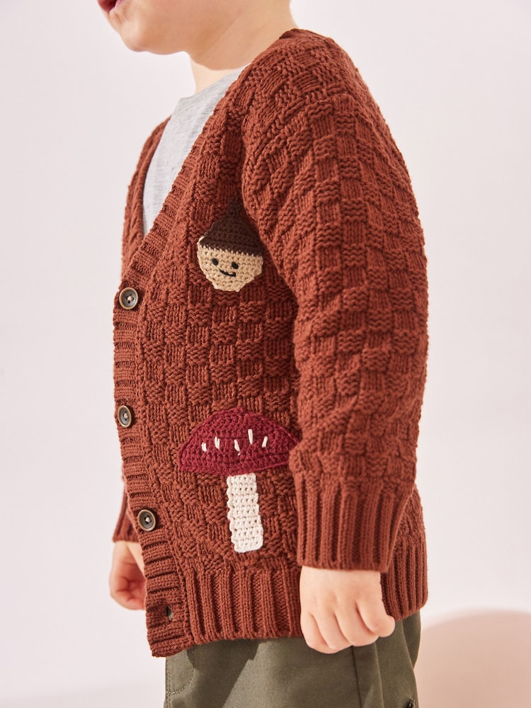 Rust Brown Textured Character Cardigan (3mths-7yrs) - Image 3 of 8