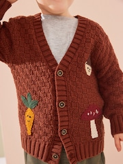 Rust Brown Textured Character Cardigan (3mths-7yrs) - Image 4 of 8