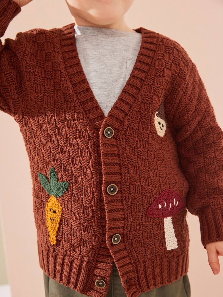 Rust Brown Textured Character Cardigan (3mths-7yrs) - Image 4 of 8