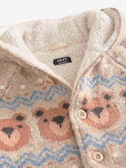 Neutral Bears Hooded Cosy Borg Lined Cardigan (3mths-7yrs) - Image 3 of 4