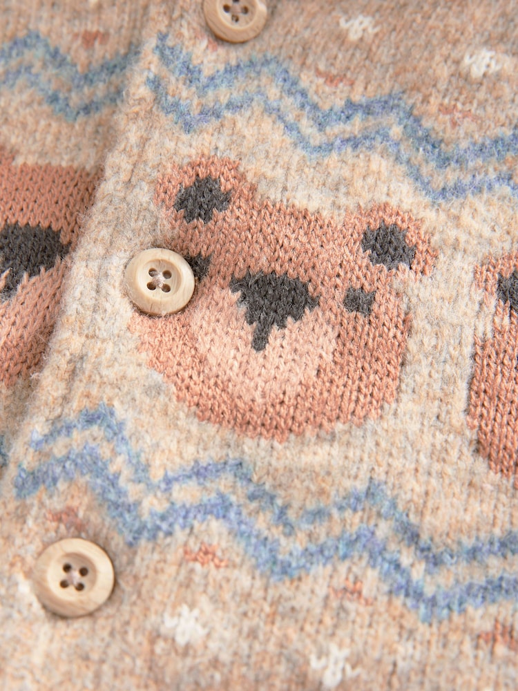 Neutral Bears Hooded Cosy Borg Lined Cardigan (3mths-7yrs) - Image 4 of 4