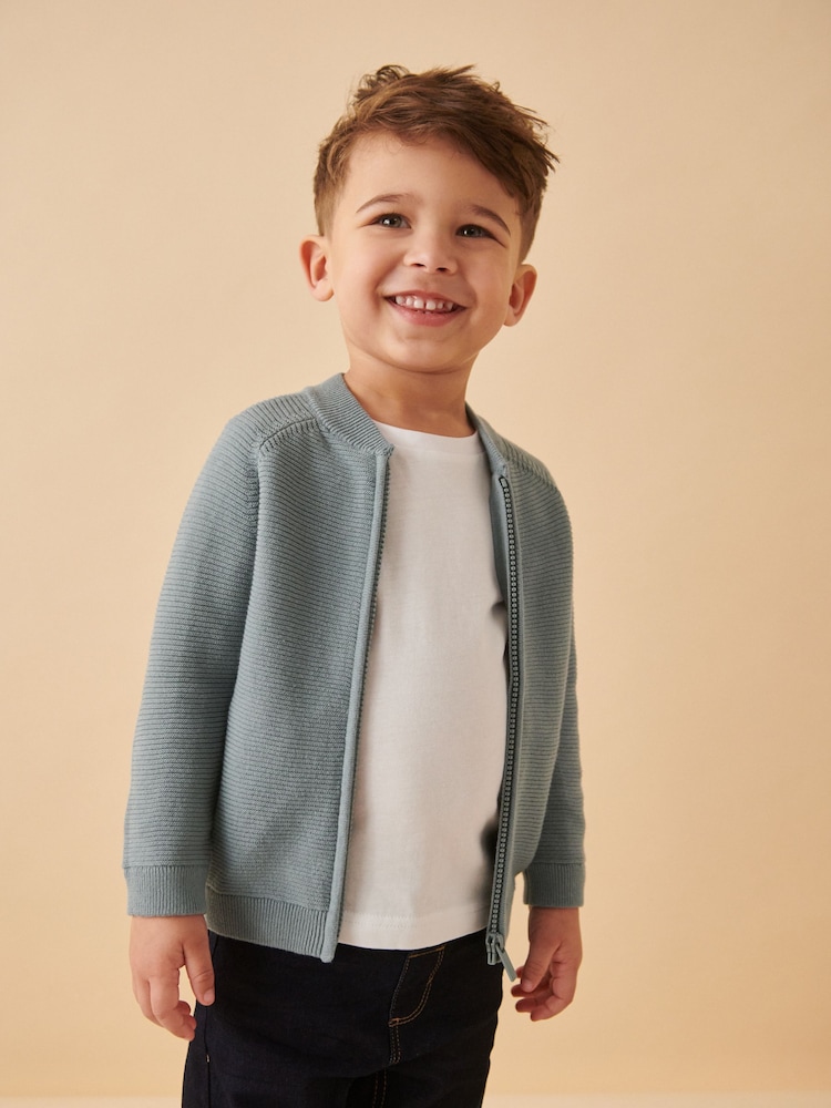 Синий - 100% Хлопковый кардиган на молнии (3mths-7yrs) - Изображение 1 из 10