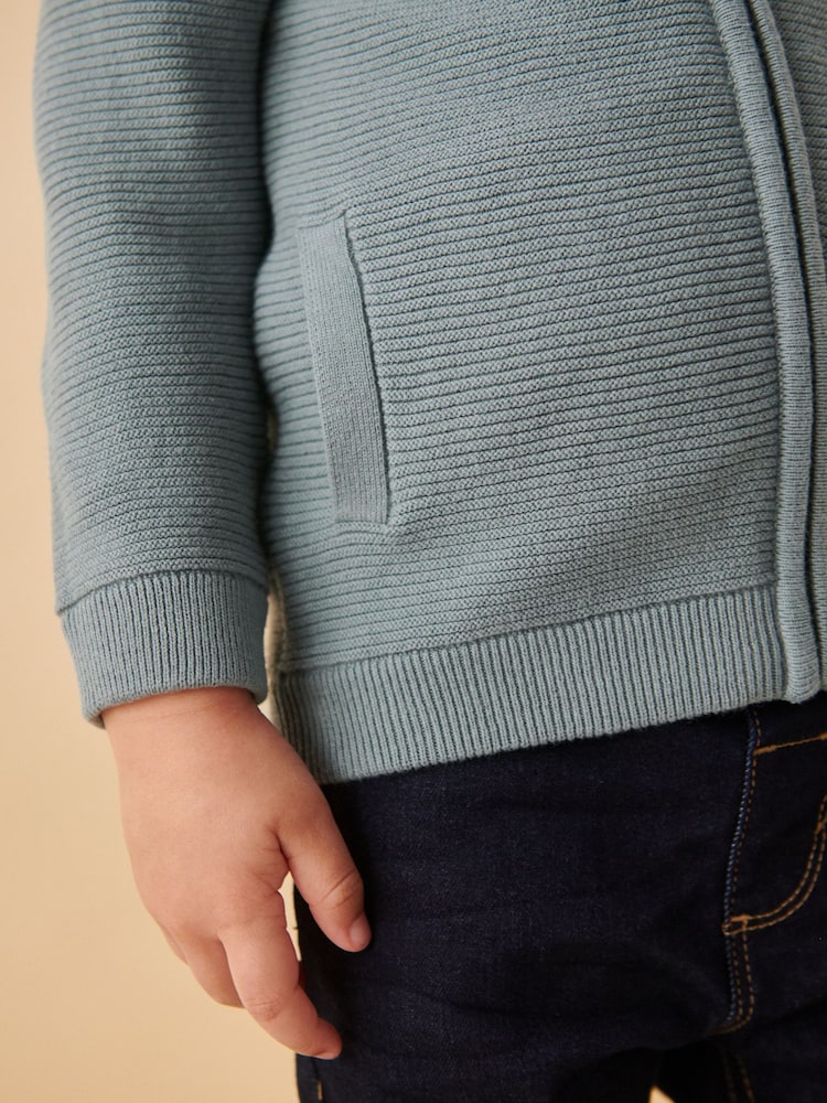 Blue 100% Cotton Zip Through Cardigan (3mths-7yrs) - Image 6 of 10