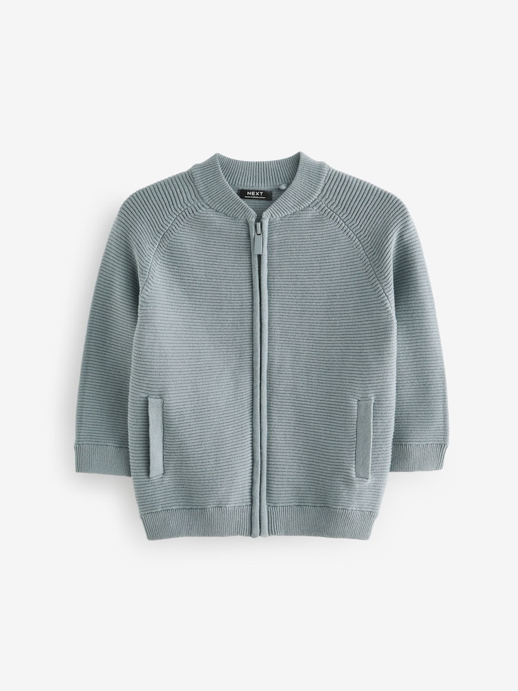 Blue 100% Cotton Zip Through Cardigan (3mths-7yrs) - Image 7 of 10