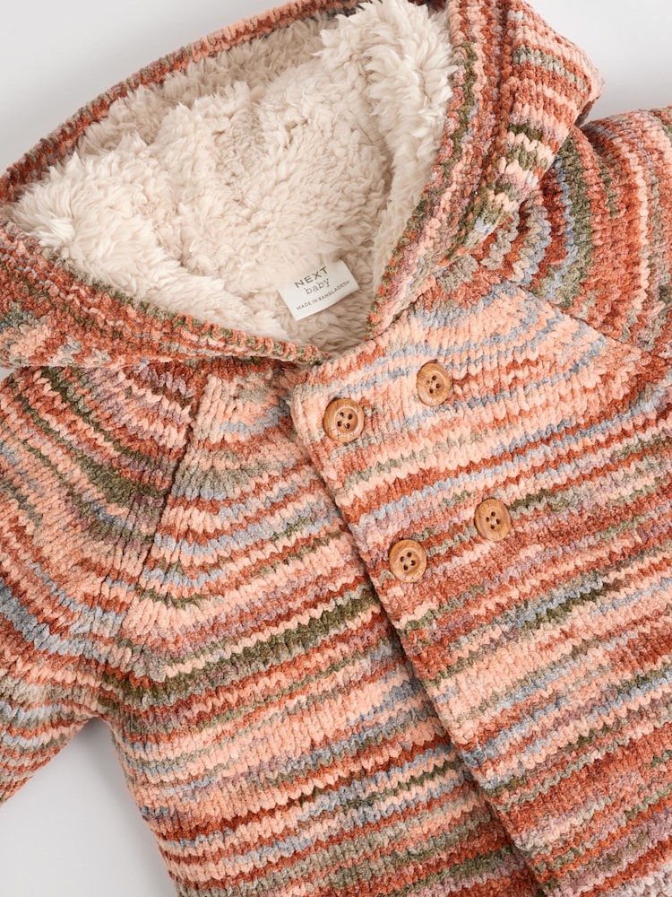 Hooded Colorful Shaggy Cardigan PrettyLittleThing Multi Coloured