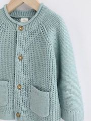 Teal Blue 100% Cotton Cardigan (0mths-2yrs) - Image 3 of 8