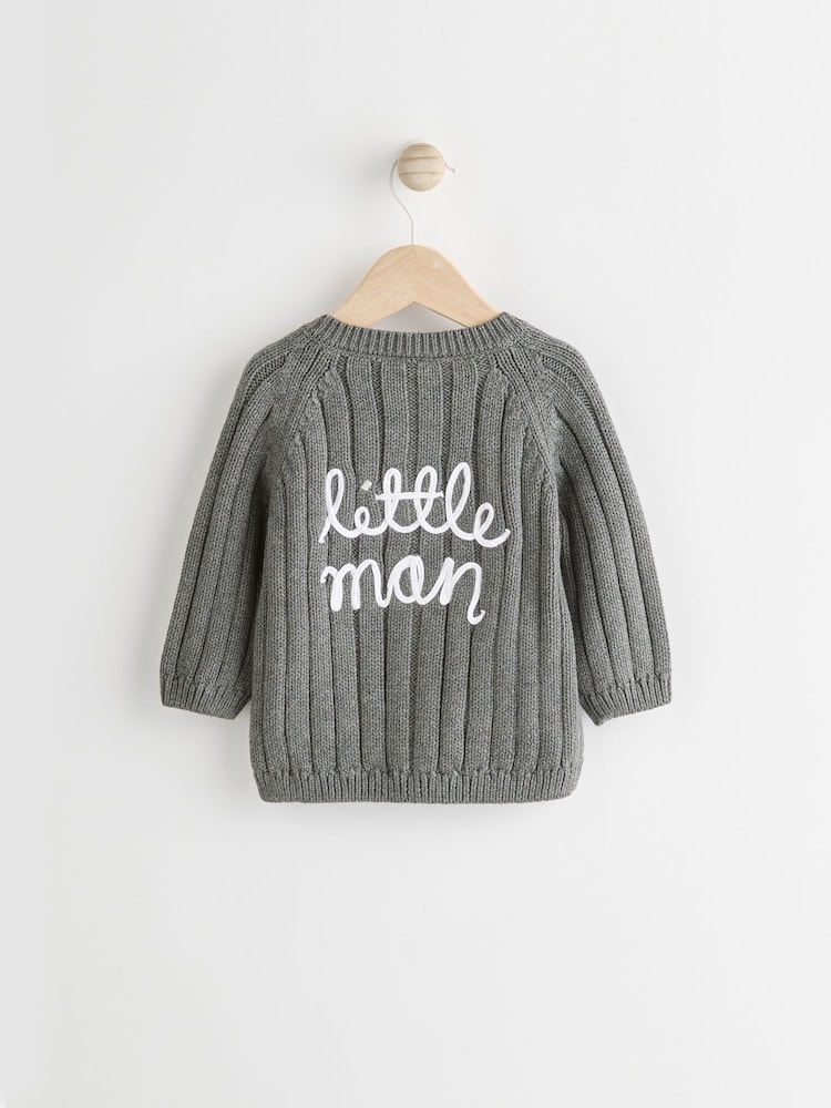 Grey Little Man 100% Cotton Cardigan (0mths-2yrs) - Image 3 of 8