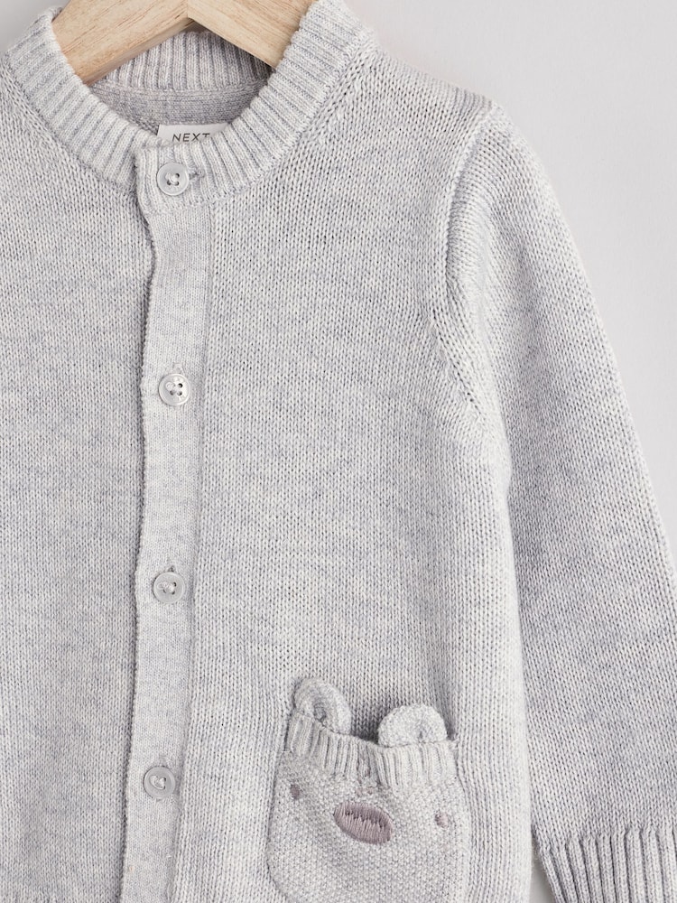 Grey Bear 100% Cotton Cardigan (0mths-2yrs) - Image 3 of 7
