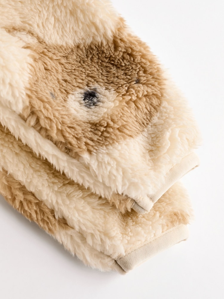 Ecru/Tan Bear Print Baby Cosy Fleece Jacket with 3d Ears (0mths-2yrs) - Image 10 of 10