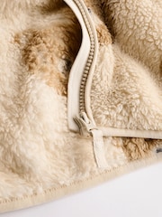 Ecru/Tan Bear Print Baby Cosy Fleece Jacket with 3d Ears (0mths-2yrs) - Image 9 of 10