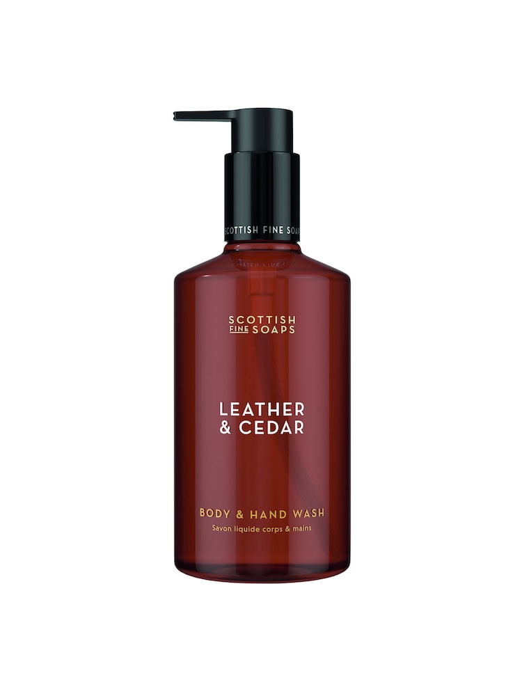 Scottish Fine Soaps Leather & Cedar Body & Hand Wash 300ml Pump Bottle - Image 1 of 2 Scottish Fine Soaps Leather & Cedar Body & Hand Wash 300ml Pump Bottle - Image 1 of 2