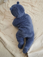 Navy Baby Cosy Zip Lined Hooded Fleece All-In-One (0mths-2yrs) - Image 3 of 9