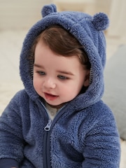 Navy Baby Cosy Zip Lined Hooded Fleece All-In-One (0mths-2yrs) - Image 5 of 9